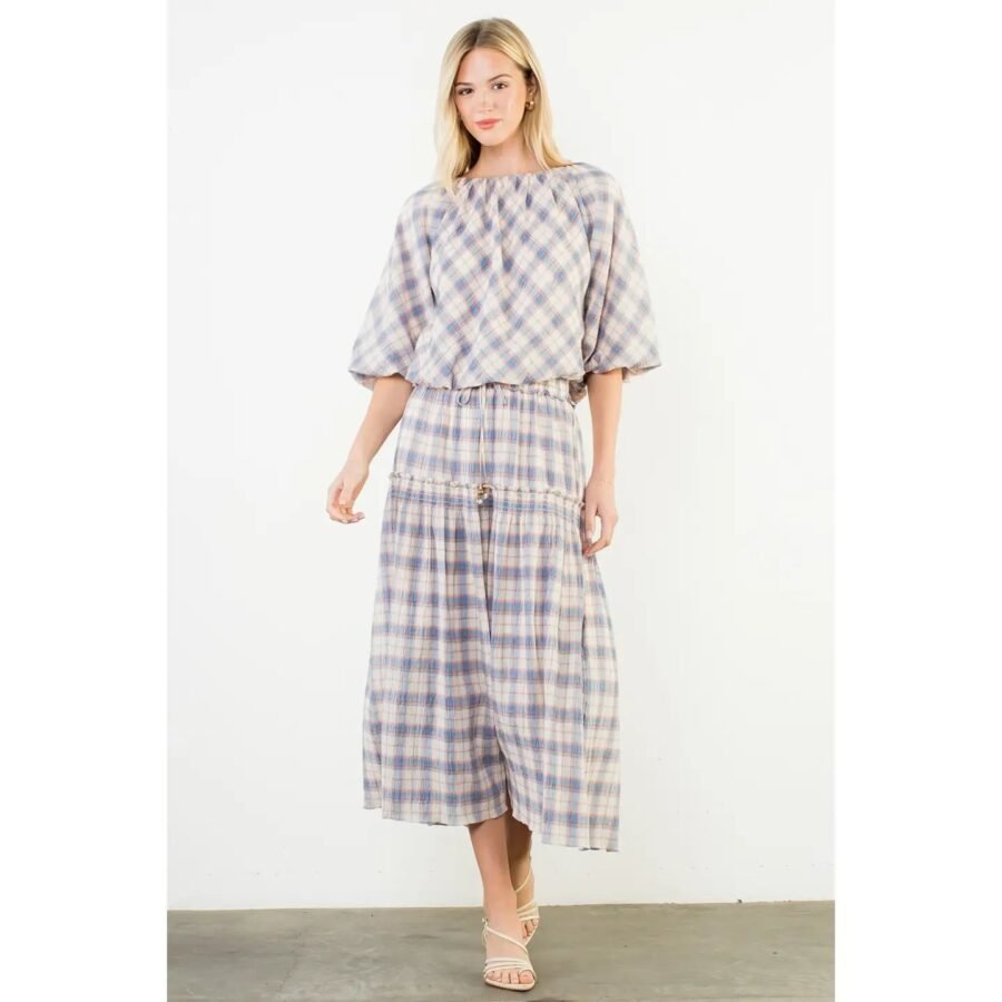 Plaid Top and Skirt Set